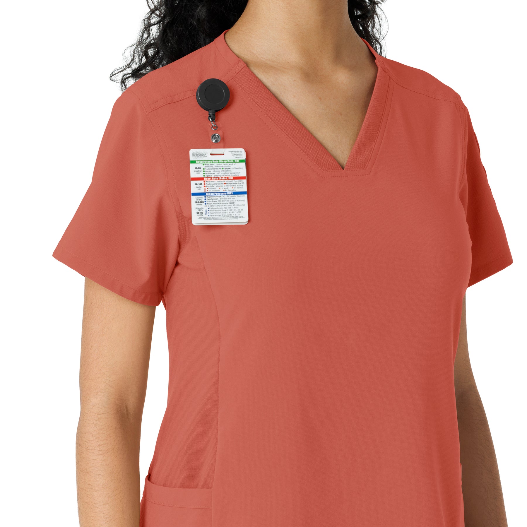 Force Cross-Flex Women's Knit Panel Scrub Top Dusty Cedar side detail 1