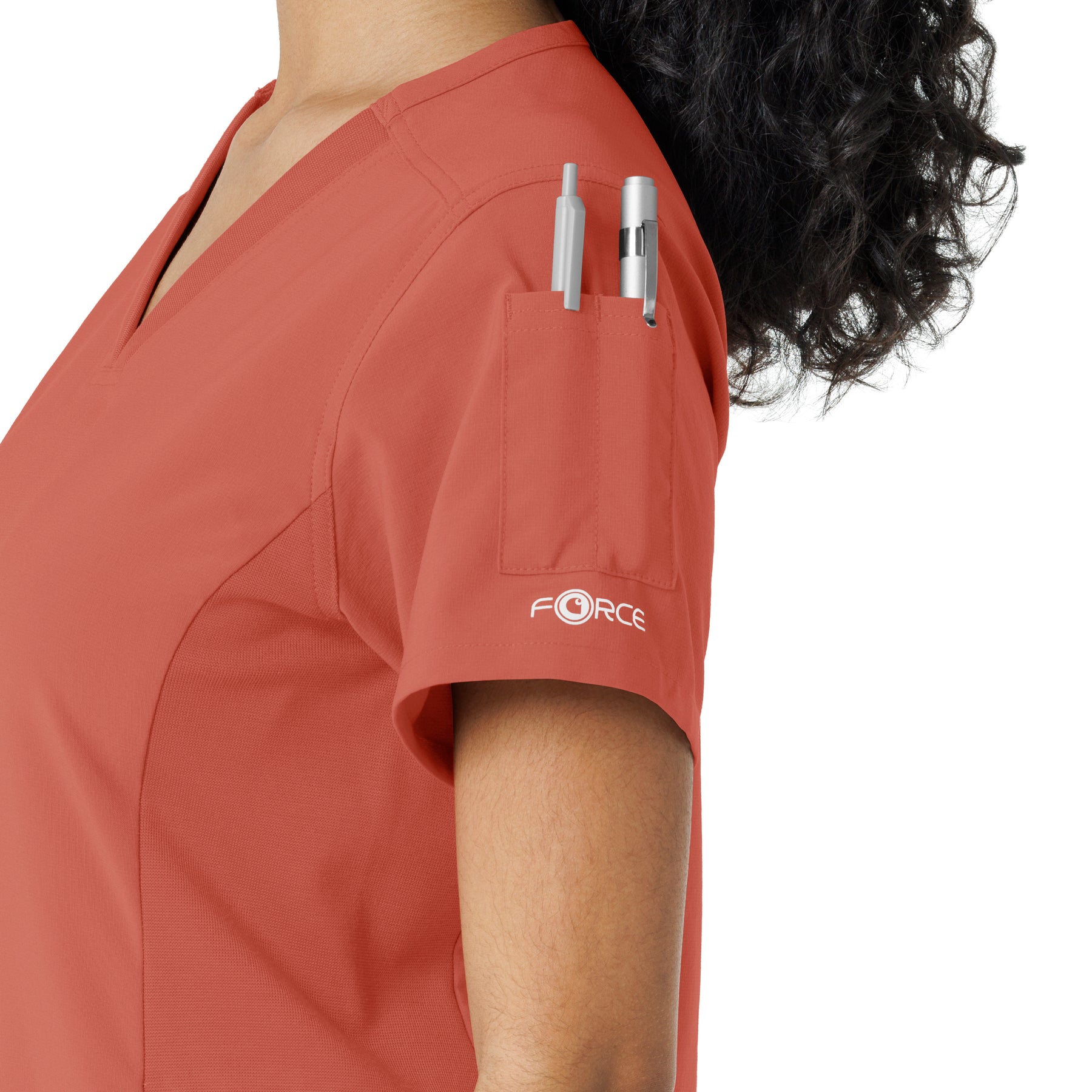 Force Cross-Flex Women's Knit Panel Scrub Top Dusty Cedar side detail 2