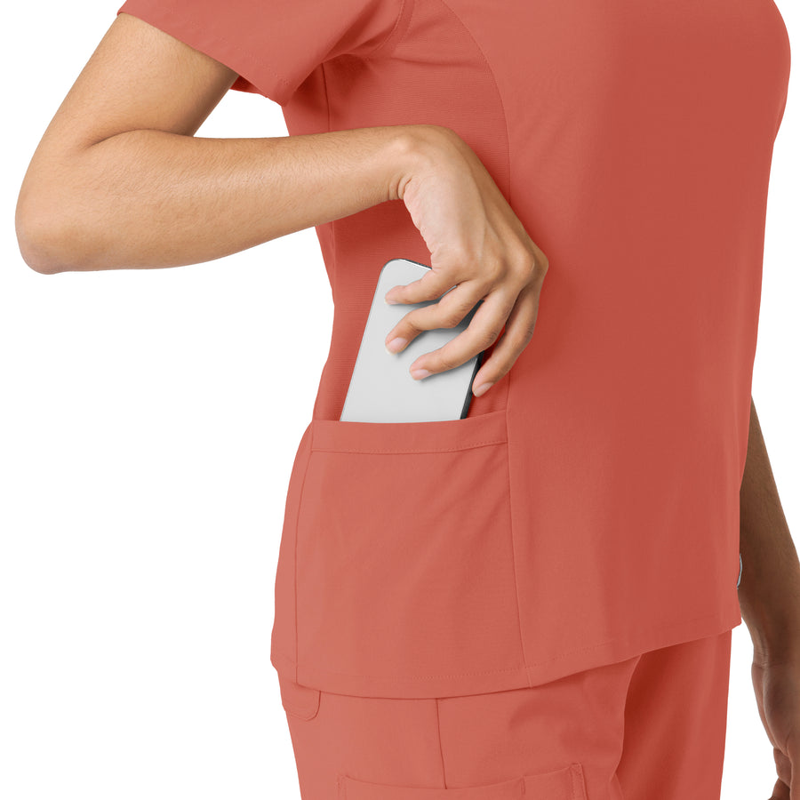 Force Cross-Flex Women's Knit Panel Scrub Top Dusty Cedar back detail