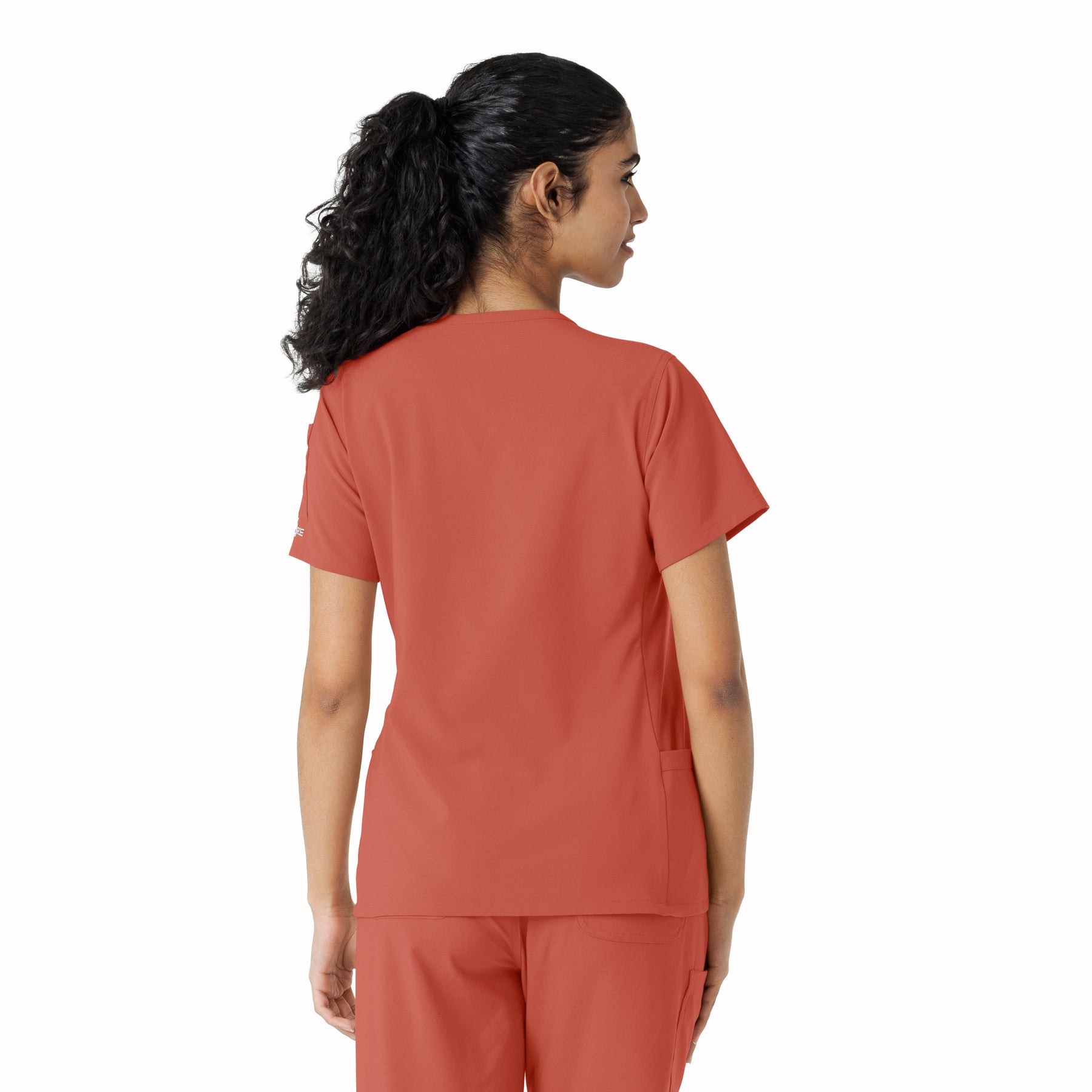 Force Cross-Flex Women's Knit Panel Scrub Top Dusty Cedar back view