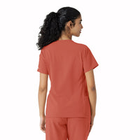 Force Cross-Flex Women's Knit Panel Scrub Top Dusty Cedar back view