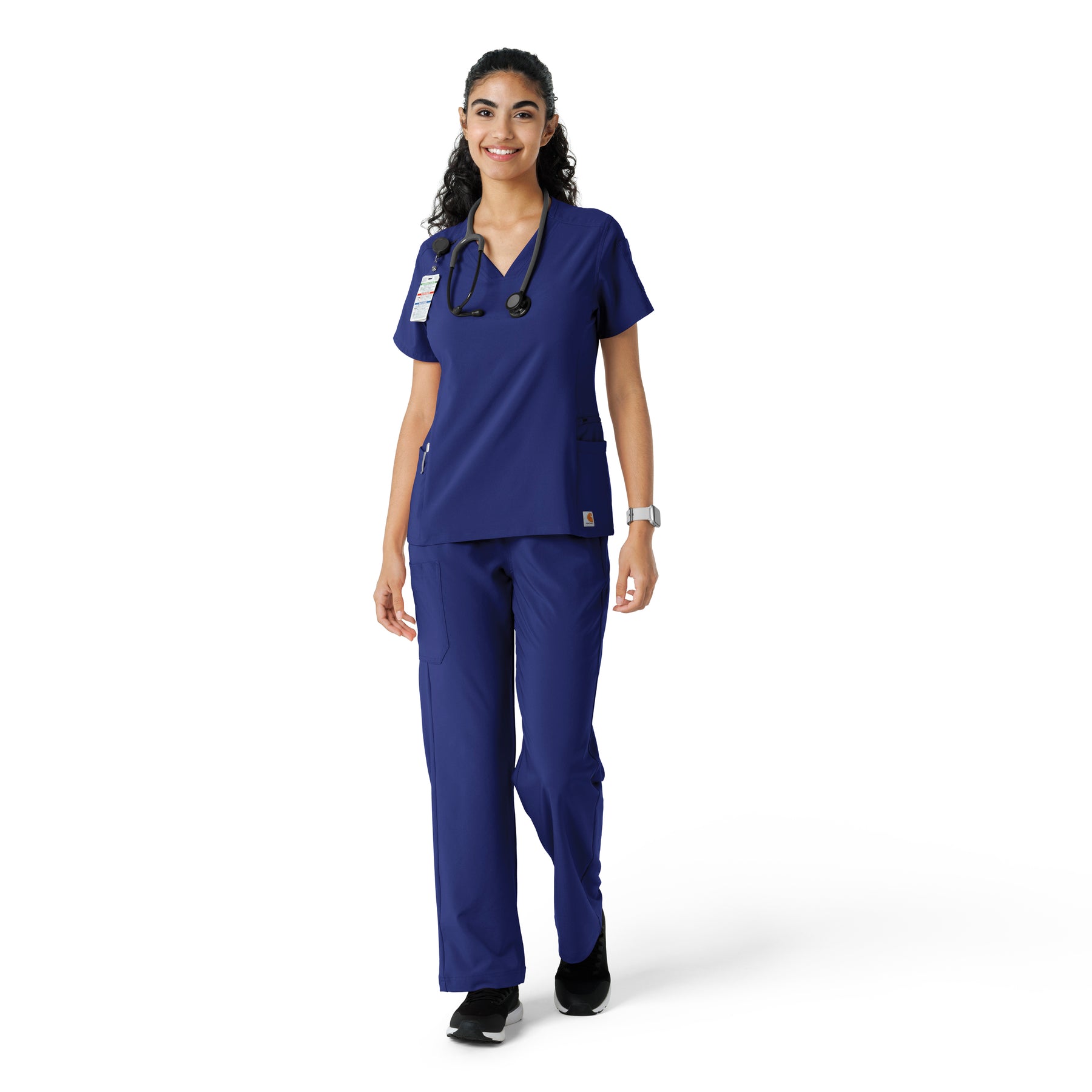 Force Cross-Flex Women's Knit Panel Scrub Top Galaxy Blue full scrub set