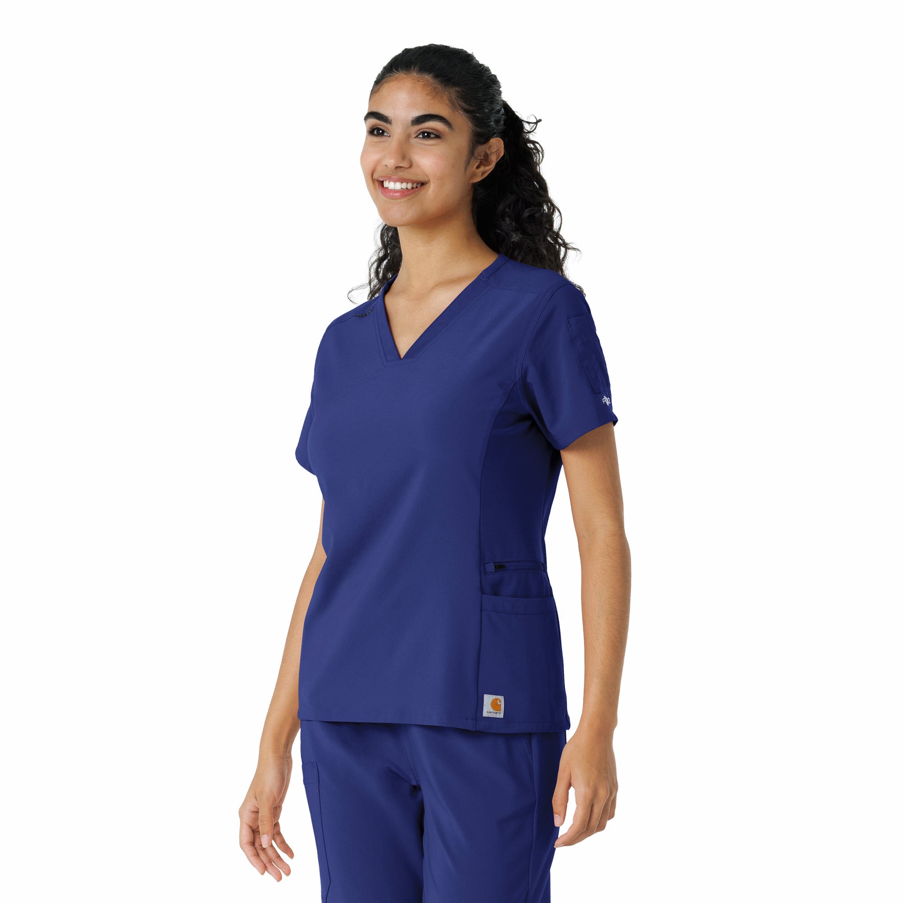 Force Cross-Flex Women's Knit Panel Scrub Top Galaxy Blue side view