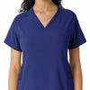 Force Cross-Flex Women's Knit Panel Scrub Top Galaxy Blue front detail