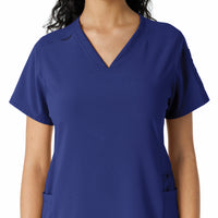 Force Cross-Flex Women's Knit Panel Scrub Top Galaxy Blue front detail