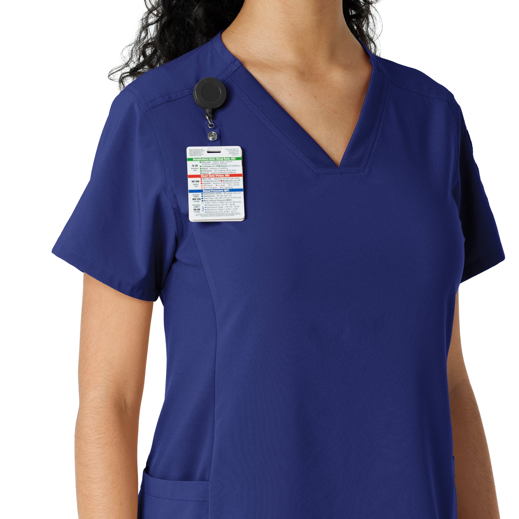 Force Cross-Flex Women's Knit Panel Scrub Top Galaxy Blue side detail 1