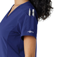 Force Cross-Flex Women's Knit Panel Scrub Top Galaxy Blue side detail 2