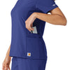 Force Cross-Flex Women's Knit Panel Scrub Top Galaxy Blue hemline detail
