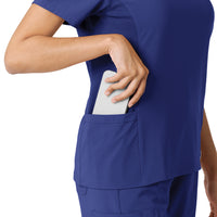 Force Cross-Flex Women's Knit Panel Scrub Top Galaxy Blue back detail