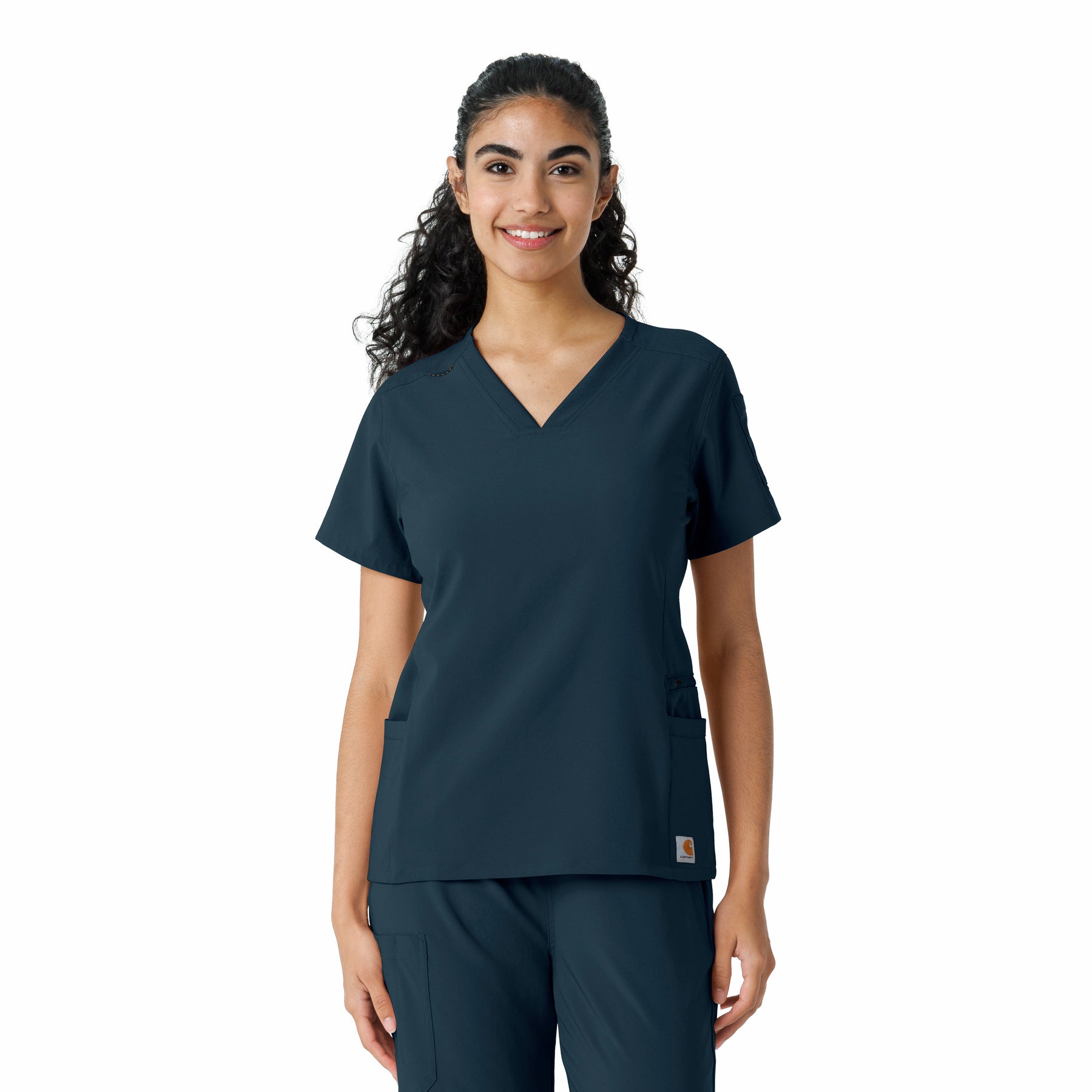 Force Cross-Flex Women's Knit Panel Scrub Top Navy