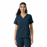 Force Cross-Flex Women's Knit Panel Scrub Top Navy