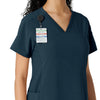 Force Cross-Flex Women's Knit Panel Scrub Top Navy side detail 1