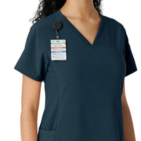 Force Cross-Flex Women's Knit Panel Scrub Top Navy side detail 1
