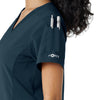 Force Cross-Flex Women's Knit Panel Scrub Top Navy side detail 2