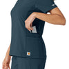 Force Cross-Flex Women's Knit Panel Scrub Top Navy hemline detail