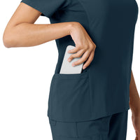 Force Cross-Flex Women's Knit Panel Scrub Top Navy back detail
