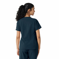 Force Cross-Flex Women's Knit Panel Scrub Top Navy back view
