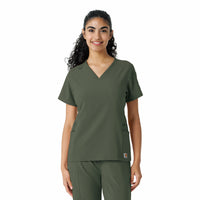 Force Cross-Flex Women's Knit Panel Scrub Top Olive