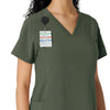 Force Cross-Flex Women's Knit Panel Scrub Top Olive side detail 1
