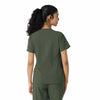 Force Cross-Flex Women's Knit Panel Scrub Top Olive back view