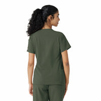 Force Cross-Flex Women's Knit Panel Scrub Top Olive back view