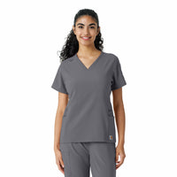 Force Cross-Flex Women's Knit Panel Scrub Top Pewter