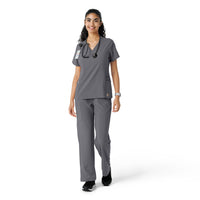 Force Cross-Flex Women's Knit Panel Scrub Top Pewter full scrub set