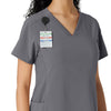 Force Cross-Flex Women's Knit Panel Scrub Top Pewter side detail 1