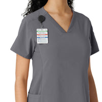 Force Cross-Flex Women's Knit Panel Scrub Top Pewter side detail 1