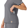 Force Cross-Flex Women's Knit Panel Scrub Top Pewter hemline detail