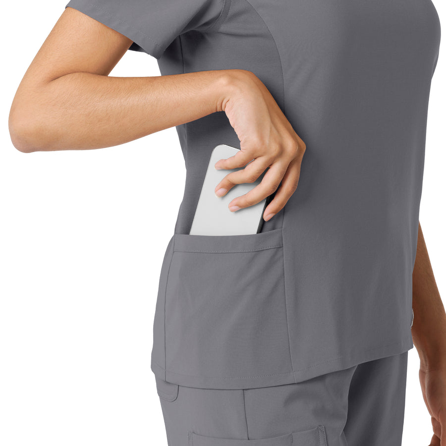 Force Cross-Flex Women's Knit Panel Scrub Top Pewter back detail