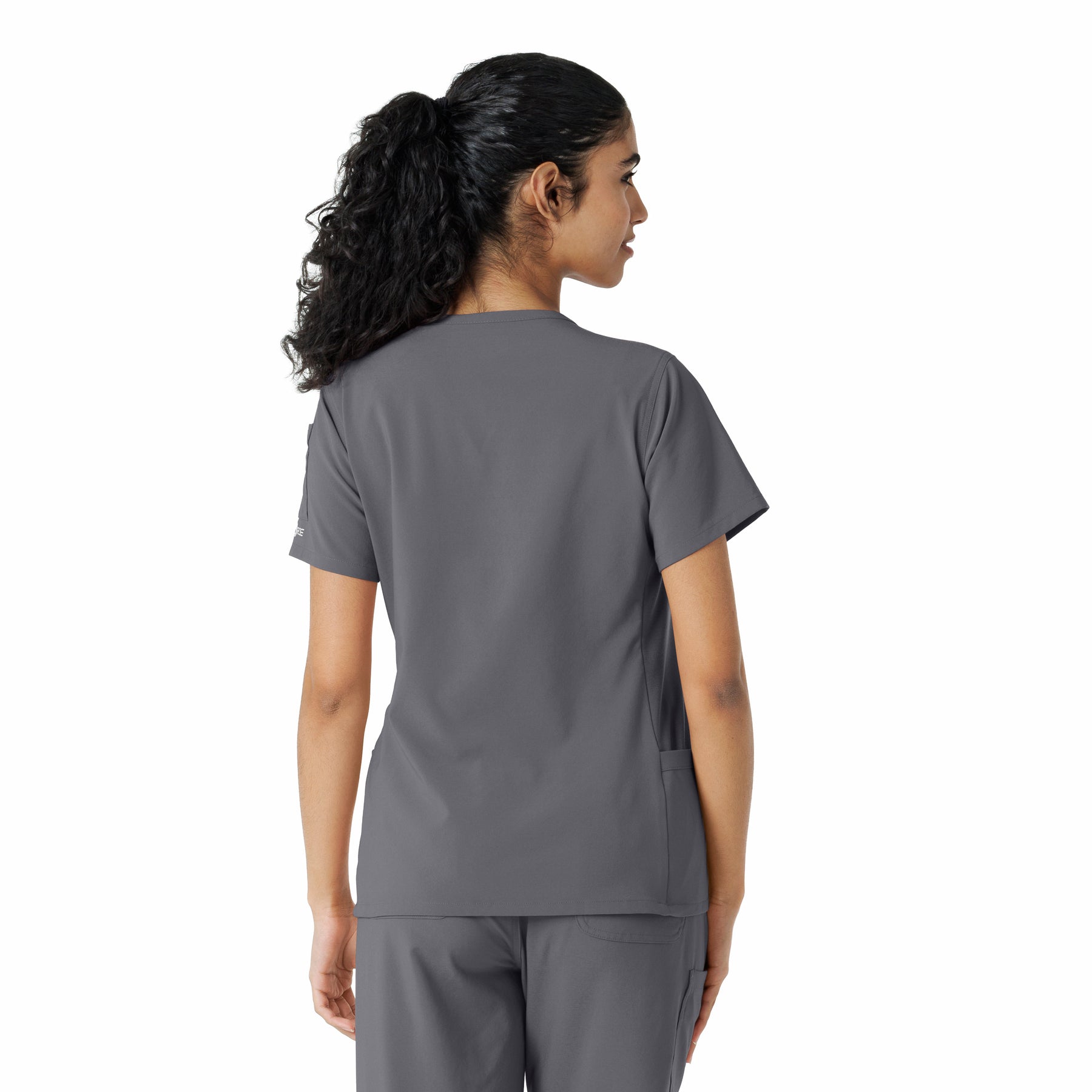 Force Cross-Flex Women's Knit Panel Scrub Top Pewter back view