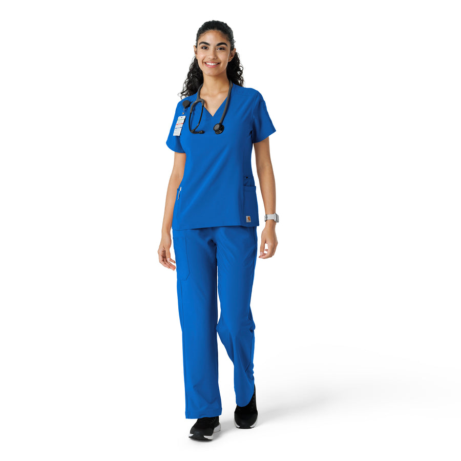 Force Cross-Flex Women's Knit Panel Scrub Top Royal full scrub set