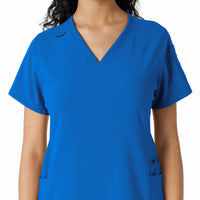 Force Cross-Flex Women's Knit Panel Scrub Top Royal front detail