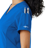 Force Cross-Flex Women's Knit Panel Scrub Top Royal side detail 2