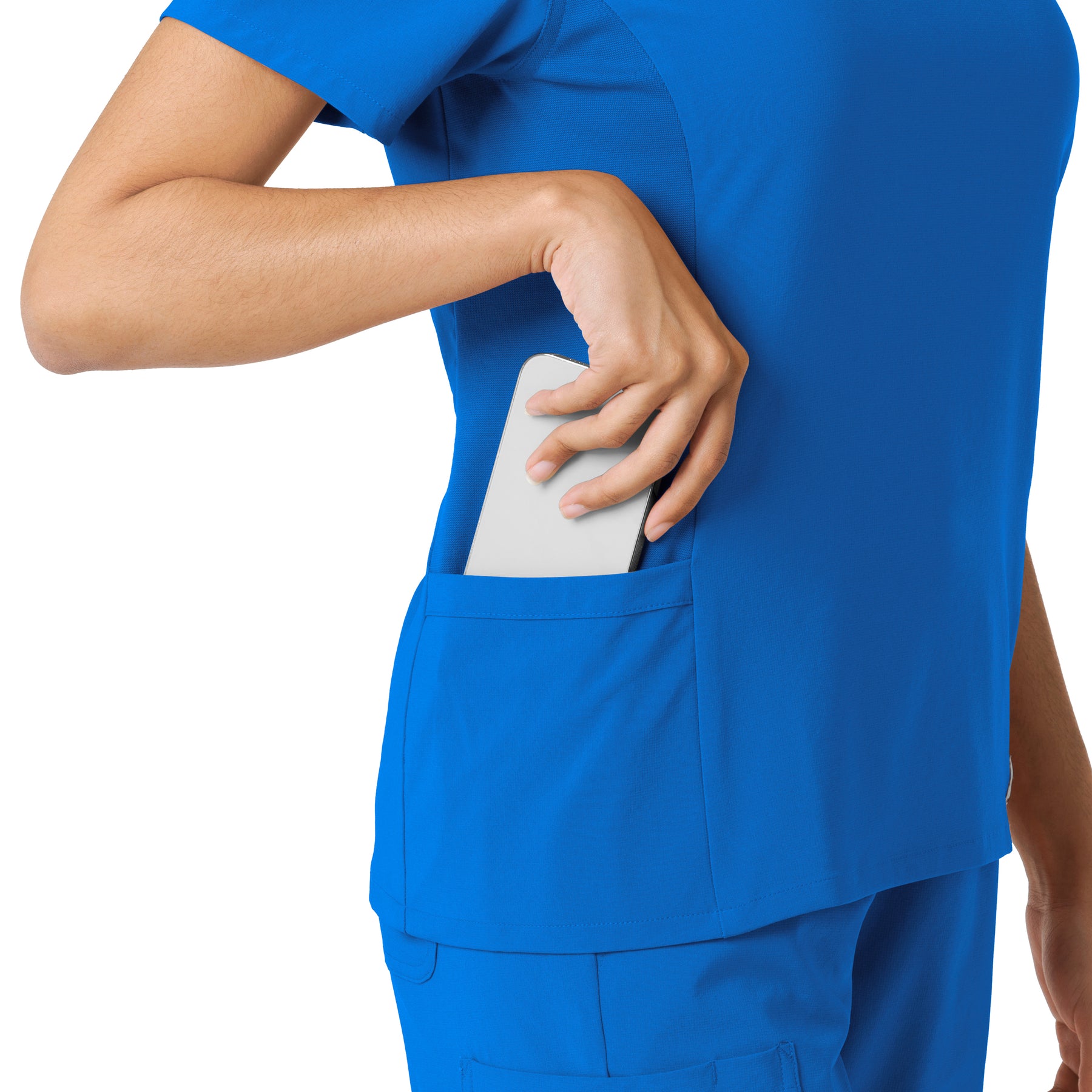 Force Cross-Flex Women's Knit Panel Scrub Top Royal back detail