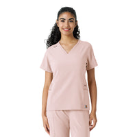 Force Cross-Flex Women's Knit Panel Scrub Top Soft Rose