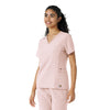 Force Cross-Flex Women's Knit Panel Scrub Top Soft Rose side view