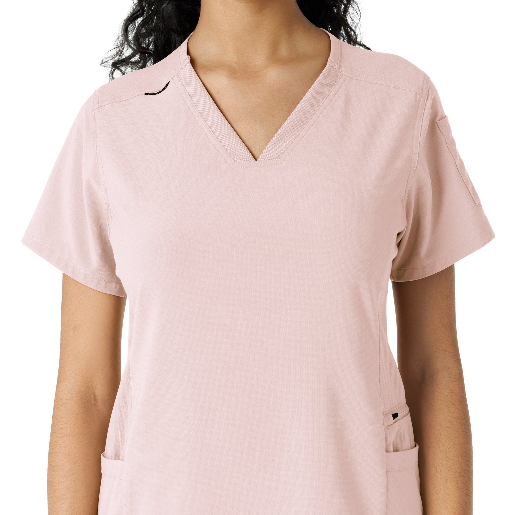 Force Cross-Flex Women's Knit Panel Scrub Top Soft Rose front detail