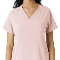 Force Cross-Flex Women's Knit Panel Scrub Top Soft Rose front detail