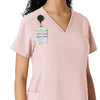 Force Cross-Flex Women's Knit Panel Scrub Top Soft Rose side detail 1