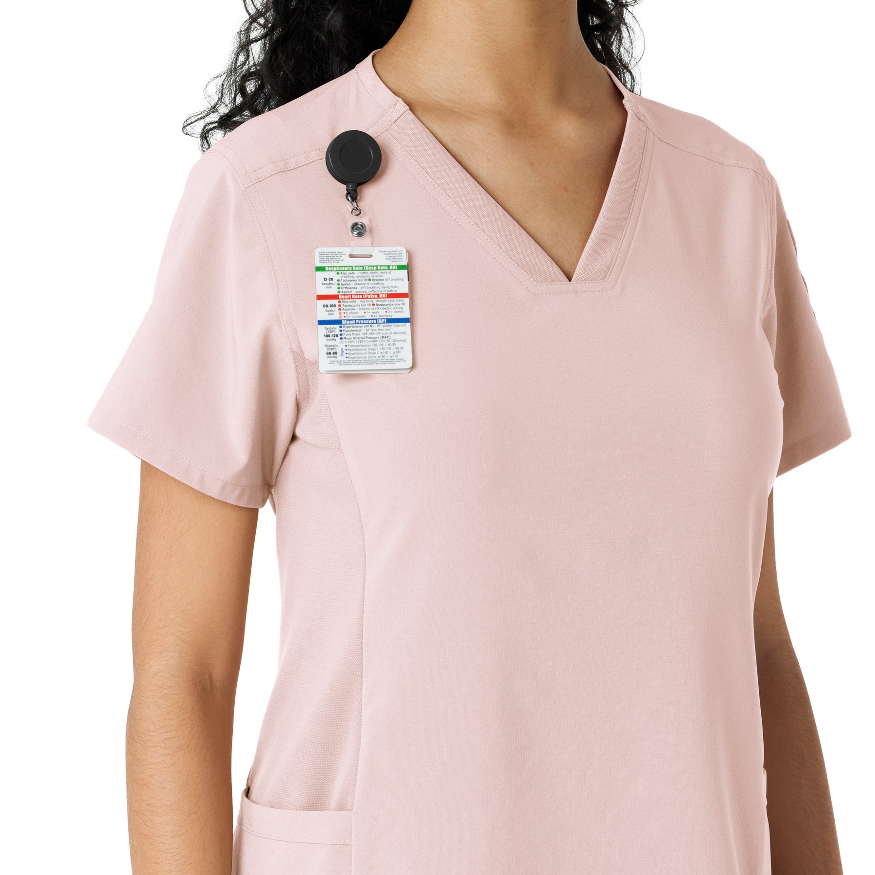 Force Cross-Flex Women's Knit Panel Scrub Top Soft Rose side detail 1