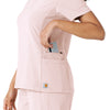 Force Cross-Flex Women's Knit Panel Scrub Top Soft Rose hemline detail