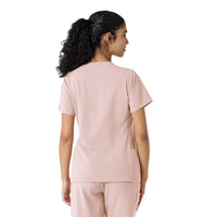 Force Cross-Flex Women's Knit Panel Scrub Top Soft Rose back view