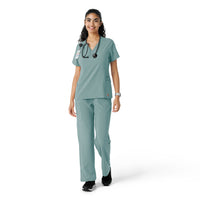 Force Cross-Flex Women's Knit Panel Scrub Top Summer Blue full scrub set