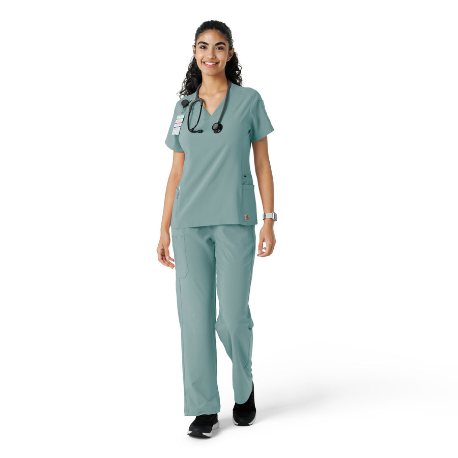 Force Cross-Flex Women's Knit Panel Scrub Top Summer Blue full scrub set