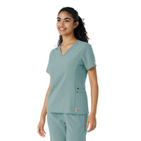Force Cross-Flex Women's Knit Panel Scrub Top Summer Blue side view
