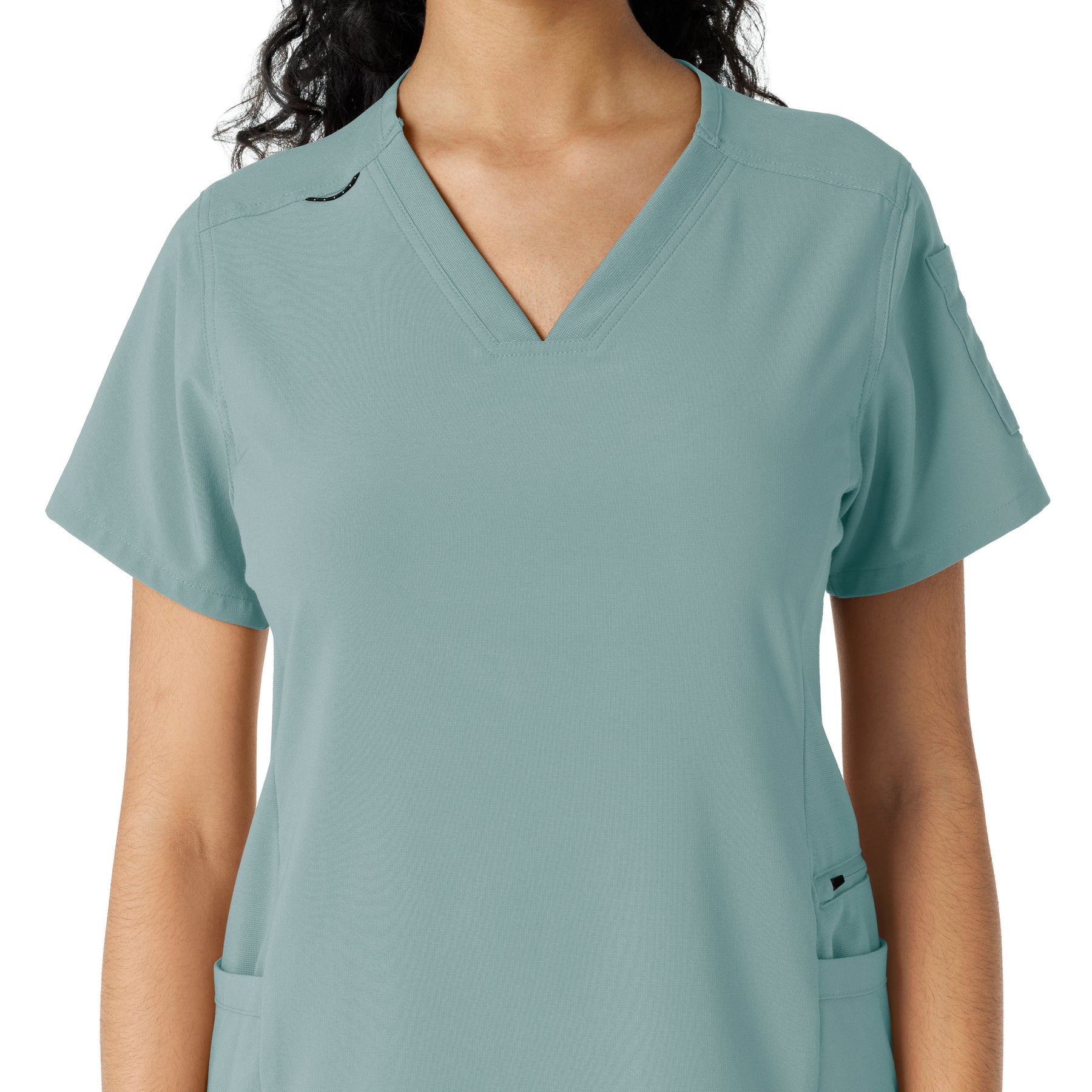 Force Cross-Flex Women's Knit Panel Scrub Top Summer Blue front detail
