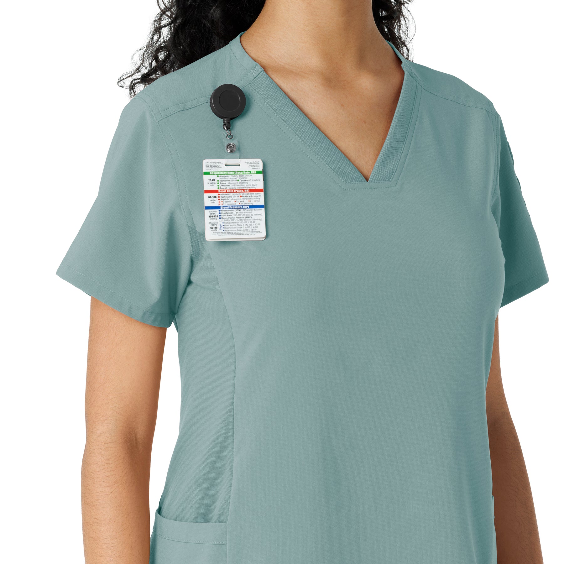Force Cross-Flex Women's Knit Panel Scrub Top Summer Blue side detail 1