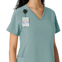 Force Cross-Flex Women's Knit Panel Scrub Top Summer Blue side detail 1